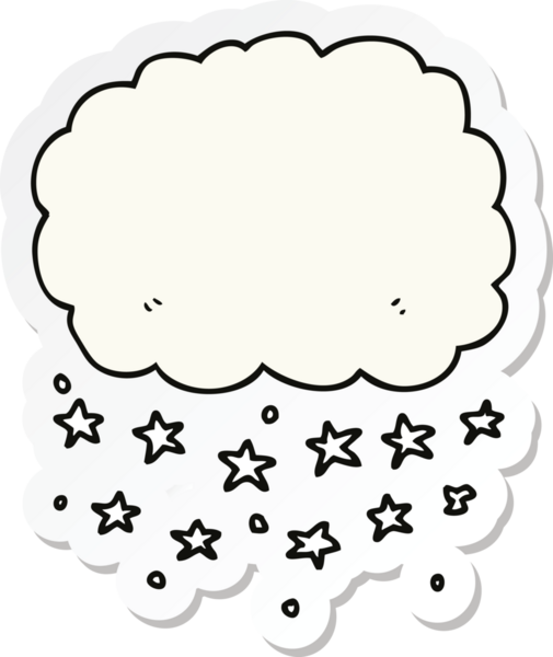 Bir insan tarafından çizilmiş karikatür yağmur bulutu etiketi