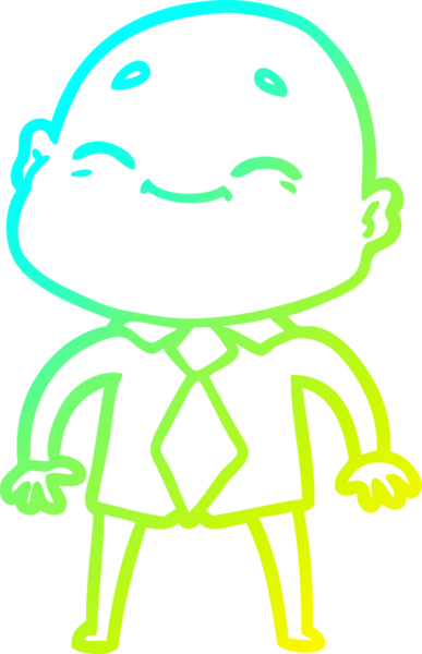 Bir insan tarafından çizilmiş, mutlu, kel bir adamın çizdiği soğuk çizgi.