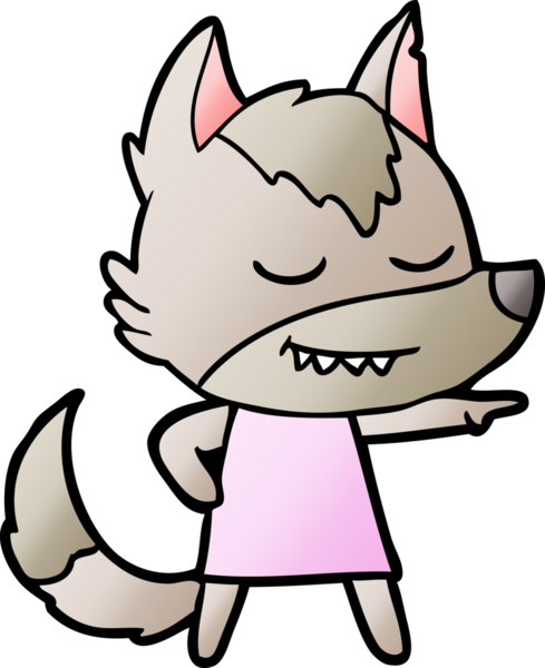 Dost canlısı kurt kız bir insan tarafından çizilmiş.