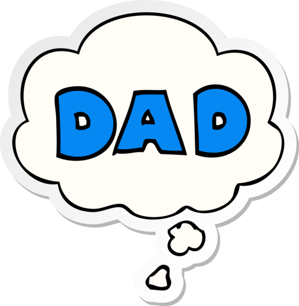 Çizgi film sözcüğü baba, insan tarafından çizilmiş bir çıkartma olarak düşünce baloncuğu.