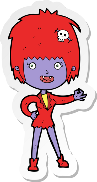 Bir insan tarafından çizilmiş vampir bir kızın çıkartması.