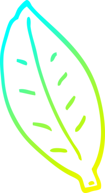 Bir insan tarafından çizilmiş bir çizgi film yaprağının soğuk gradyan çizimi