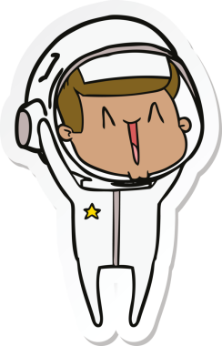 Bir insan tarafından çizilmiş mutlu bir astronotun çıkartması.