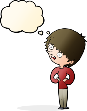 Bir insan tarafından çizilmiş düşünce balonlu bir karikatür.