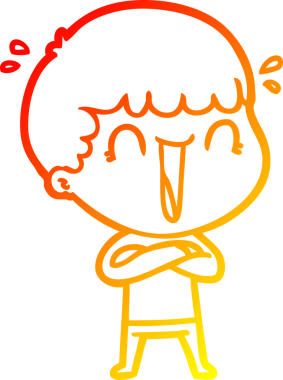 Bir insan tarafından çizilmiş gülen bir çizgi film karakterinin sıcak çizgi çizimi.