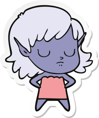 Bir insan tarafından çizilmiş bir elf kızının çıkartması.