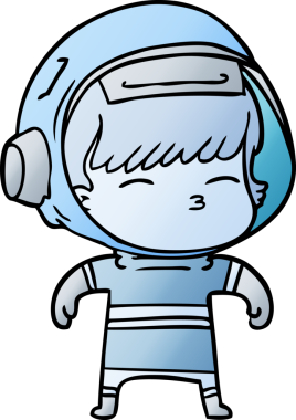 Bir insan tarafından çizilmiş meraklı astronot çizgi filmi.