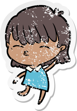 Bir insan tarafından çizilmiş karikatür bir kadının sıkıntılı çıkartması.