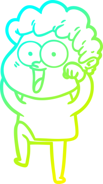 Bir insan tarafından çizilmiş mutlu bir adamın soğuk çizgi çizimi.