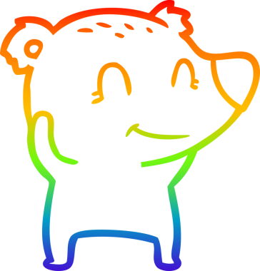 Bir insan tarafından çizilmiş gülümseyen kutup ayısı çizgi filmi.