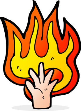 Bir insan tarafından çizilmiş yanan el sembolü.