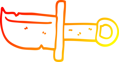 Bir insan tarafından çizilen çizgi film hançerinin sıcak eğimli çizgisi.