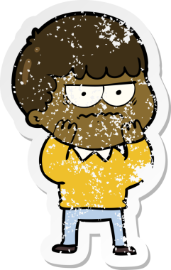 Bir insan tarafından çizilmiş sıkıntılı bir karikatür çıkartması.