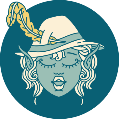 Retro Dövme Biçimi Elf karakter yüzü Bir insan tarafından çizilmiş