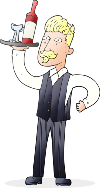 Bir insan tarafından çizilmiş serbest çizim çizgi film garsonu.