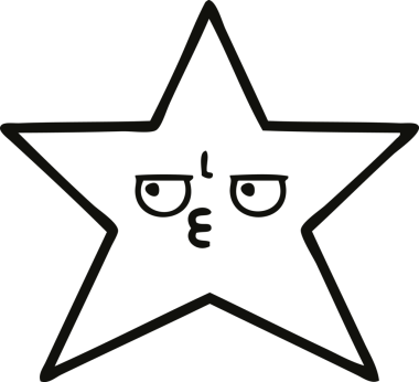 Bir insan tarafından çizilmiş altın yıldızın çizgi çizimi.