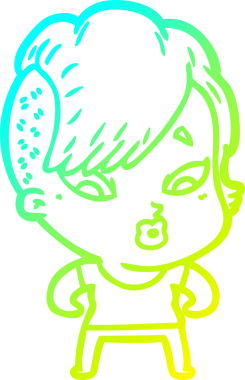 Bir karikatür çizimi, bir insan tarafından çizilmiş bir kızı şaşırttı.