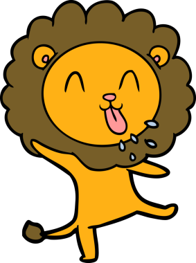 Bir insan tarafından çizilmiş mutlu çizgi film aslanı.