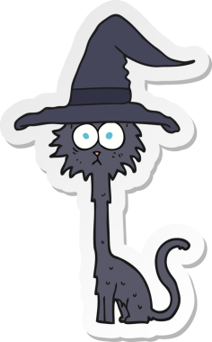 Bir insan tarafından çizilmiş cadılar bayramı kedisinin çıkartması.