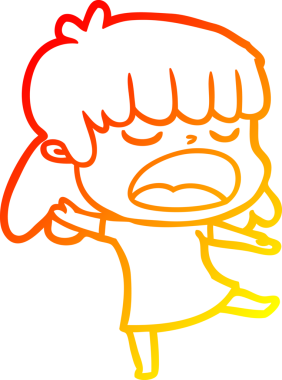 Bir insan tarafından yüksek sesle çizilmiş bir çizgi film kadını çizimi.