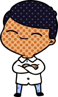 Bir insan tarafından çizilmiş gülümseyen çocuk.