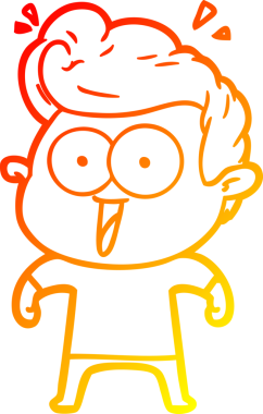 Bir insan tarafından çizilmiş, heyecanlı bir çizgi film çizimi.