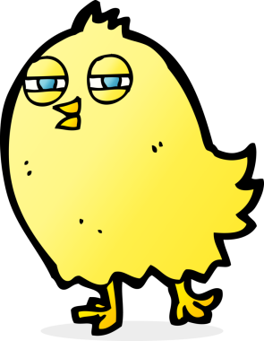 Bir insan tarafından çizilmiş komik çizgi film kuşu.