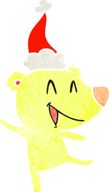 Gülen ayı eli, bir insanın çizdiği Noel Baba şapkasının eski çizgi filmini çizdi.