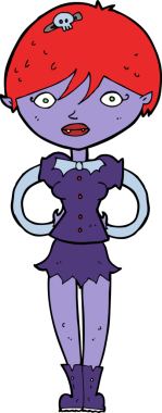 Bir insan tarafından çizilmiş güzel vampir kız çizgi filmi.