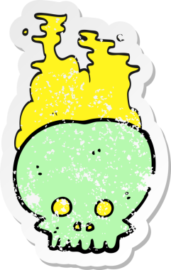 Bir insan tarafından çizilmiş karikatür buharlı kafatasının gerilemiş yapıştırması.