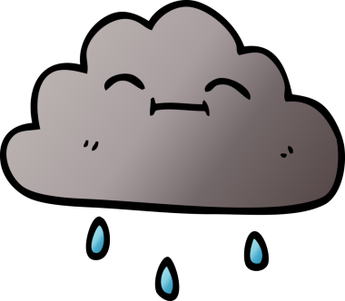 Bir insan tarafından çizilmiş mutlu yağmur bulutu karalaması