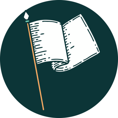 Bir insan tarafından çizilmiş beyaz bir bayrağın ikonik dövme şekli