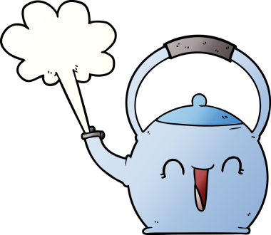 Bir insan tarafından çizilmiş kaynayan çaydanlık.