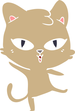 Bir insan tarafından çizilmiş düz renkli çizgi film kedisi