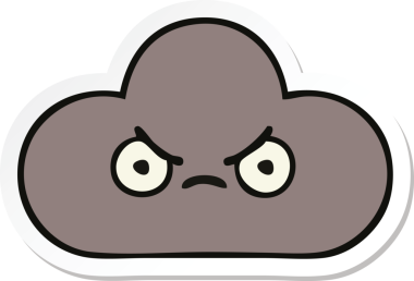 Bir insan tarafından çizilmiş şirin bir fırtına bulutunun çıkartması.