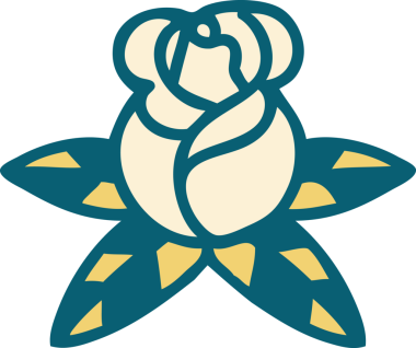 Bir insan tarafından çizilmiş tek bir gülün ikonik dövme şekli