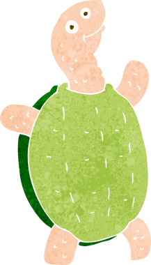 Bir insan tarafından çizilmiş mutlu bir kaplumbağa.