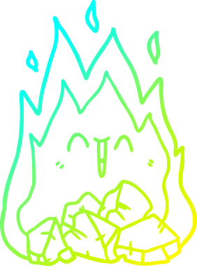 Bir insan tarafından çizilmiş kömür ateşinin soğuk gradyan çizgisi.