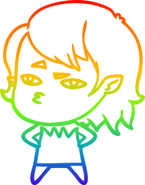 Gökkuşağı gradyan çizimi Bir insan tarafından çizilen vampir kız çizgi