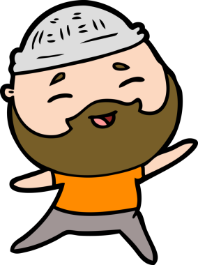 Bir insan tarafından çizilmiş mutlu sakallı bir adam.