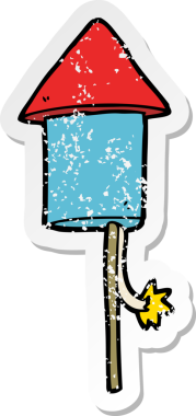 Bir insan tarafından çizilmiş karikatür havai fişeğinin sıkıntılı çıkartması.