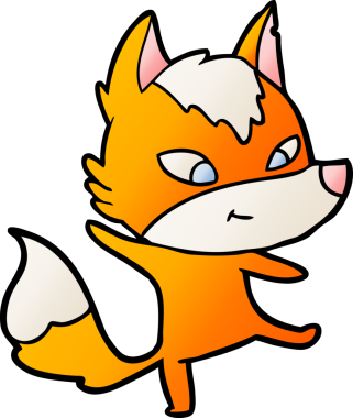 Bir insan tarafından çizilmiş tilki çizgi film karakteri