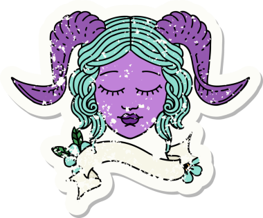 Bir insan tarafından çizilmiş bir karakter yüzünün grunge çıkartması