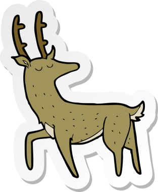 Bir insan tarafından çizilmiş karikatür geyiği etiketi.