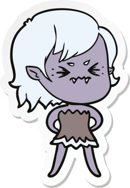 Bir insan tarafından çizilmiş kızgın bir vampir kızın çıkartması.