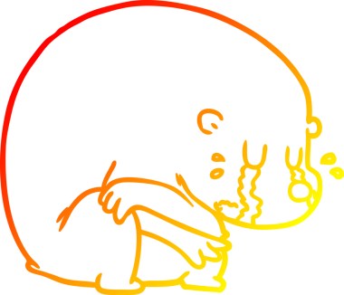 Bir insan tarafından çizilen ağlayan çizgi film ayısının sıcak çizgi çizgisi.