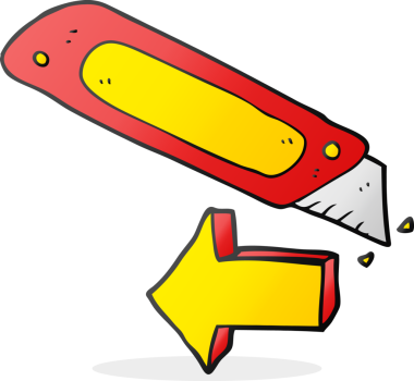 Bir insan tarafından çizilmiş karikatür inşaat bıçağı.