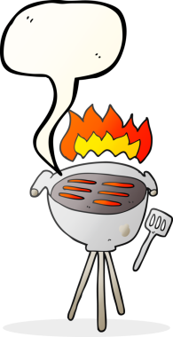 Bir insan tarafından çizilmiş serbest konuşma balonu karikatürü barbeküsü