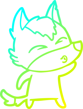 Bir insan tarafından çizilmiş bir kurt çizgi filminin soğuk gradyan çizimi