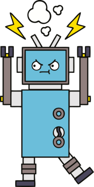 Bir insan tarafından çizilmiş sevimli bir robot karikatürü.